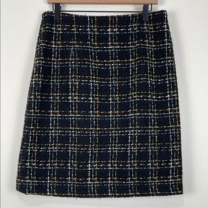 Bagatelle Collection Womens Medium Wool Blend Tweed Pencil Skirt Plaid Black 32”